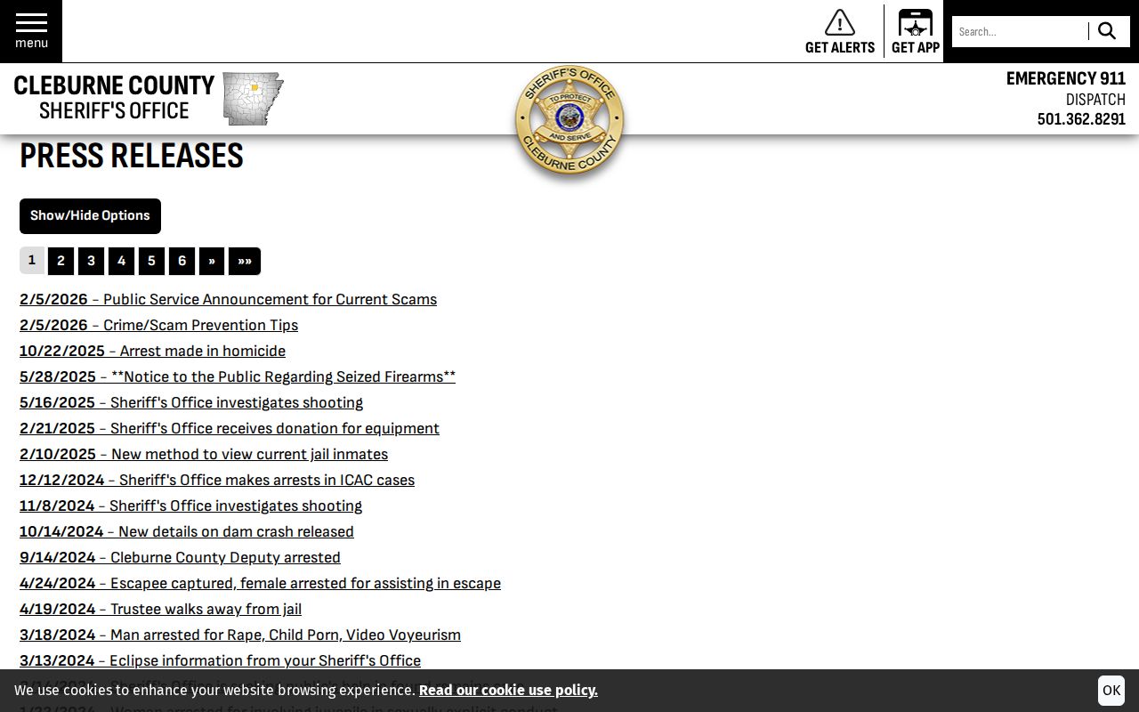 Cleburne County arrest search sheriff press releases