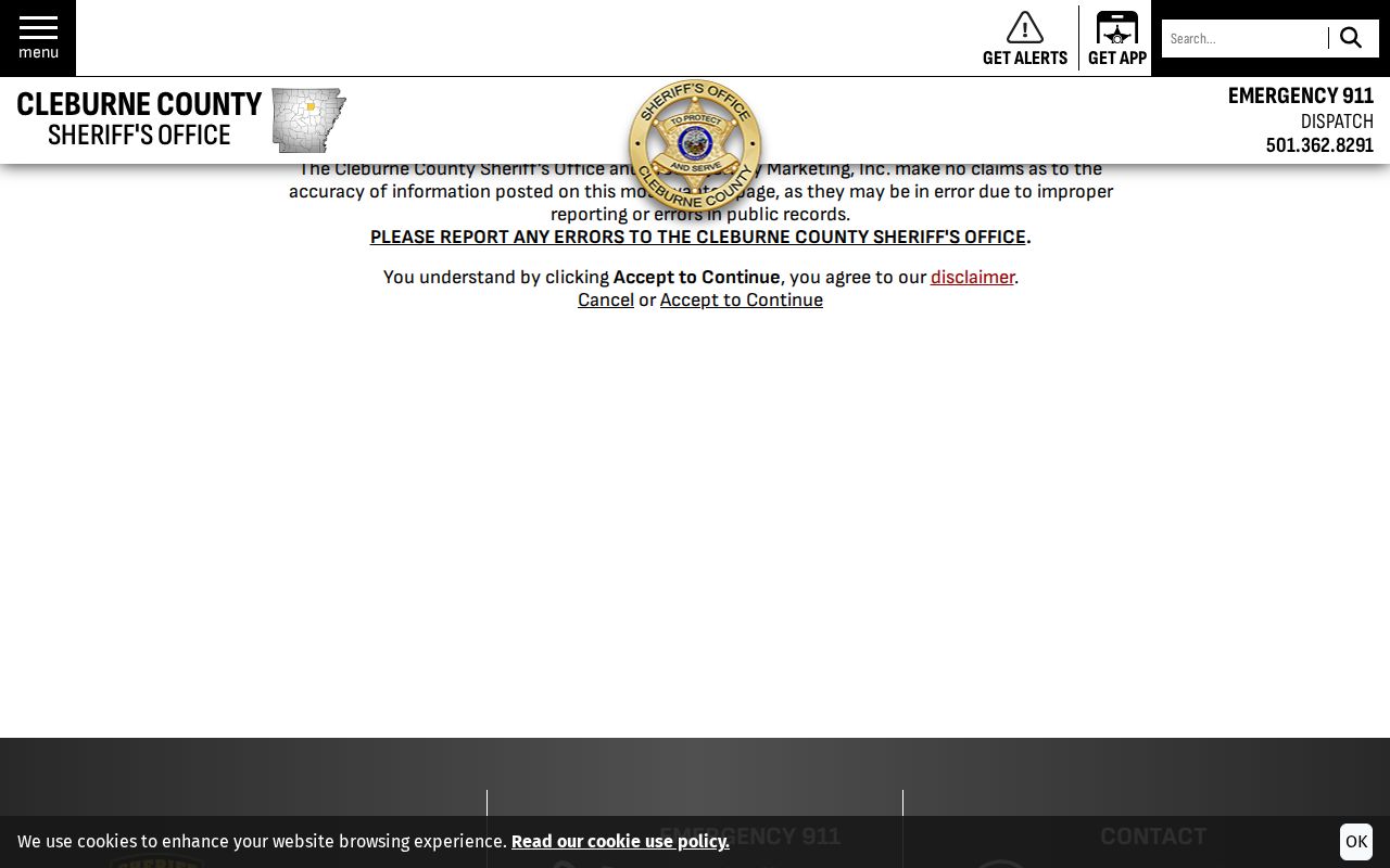 Cleburne County Greers Ferry record check most wanted page