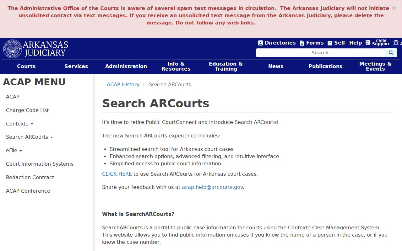Cleburne County court case lookup Search ARCourts information page