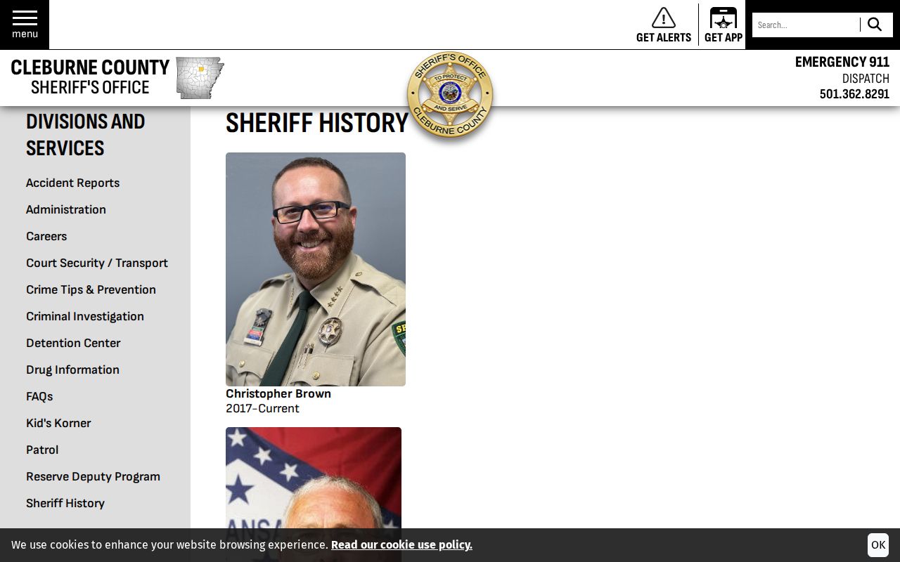 Cleburne County criminal history sheriff history page