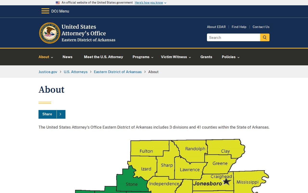 Cleburne County criminal history Eastern District U.S. Attorney